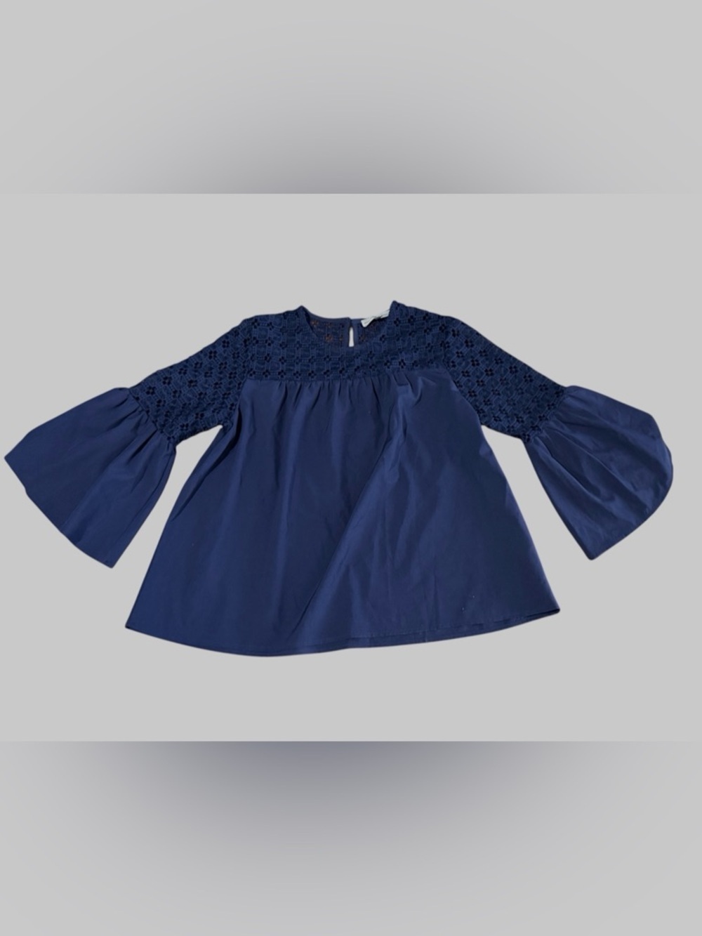 Michelle McDowell Blue Flare Sleeve Blouse Medium